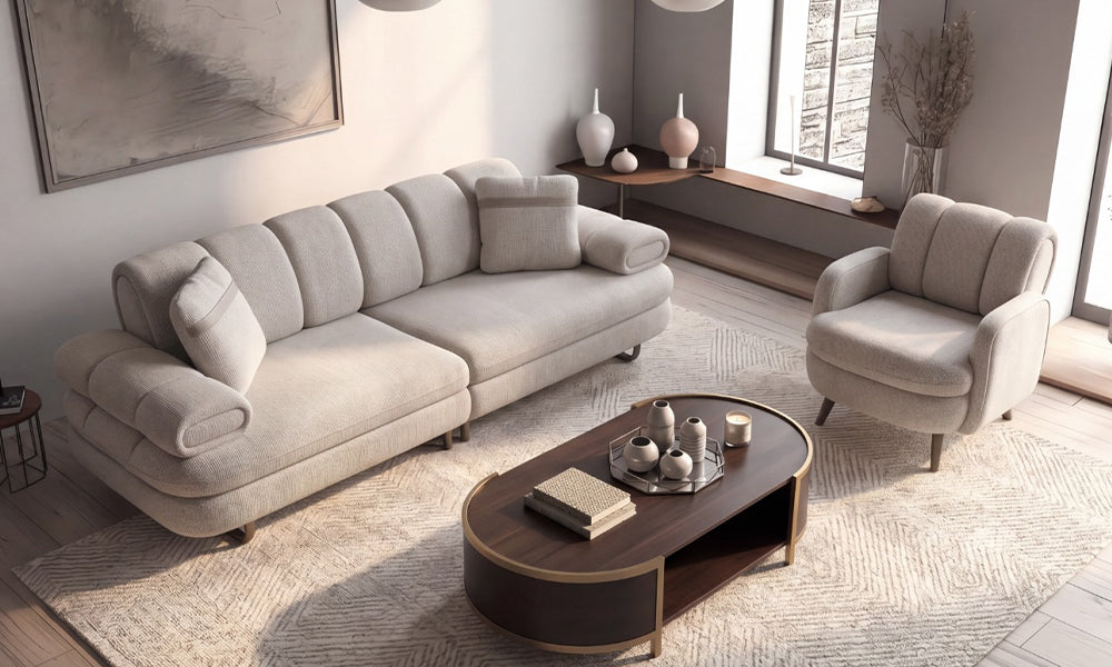 Koltuk takımı ölçüsü nasıl seçilir rehberinde Lotus Modern Koltuk Takımı üçlü koltuk ve berjer yerleşimi