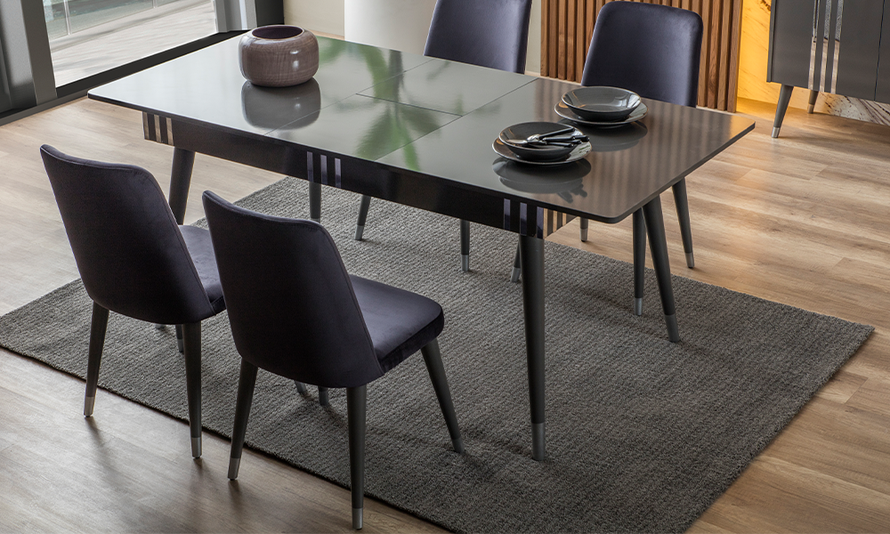 lotus modern ahsap ayakli yemek masasi