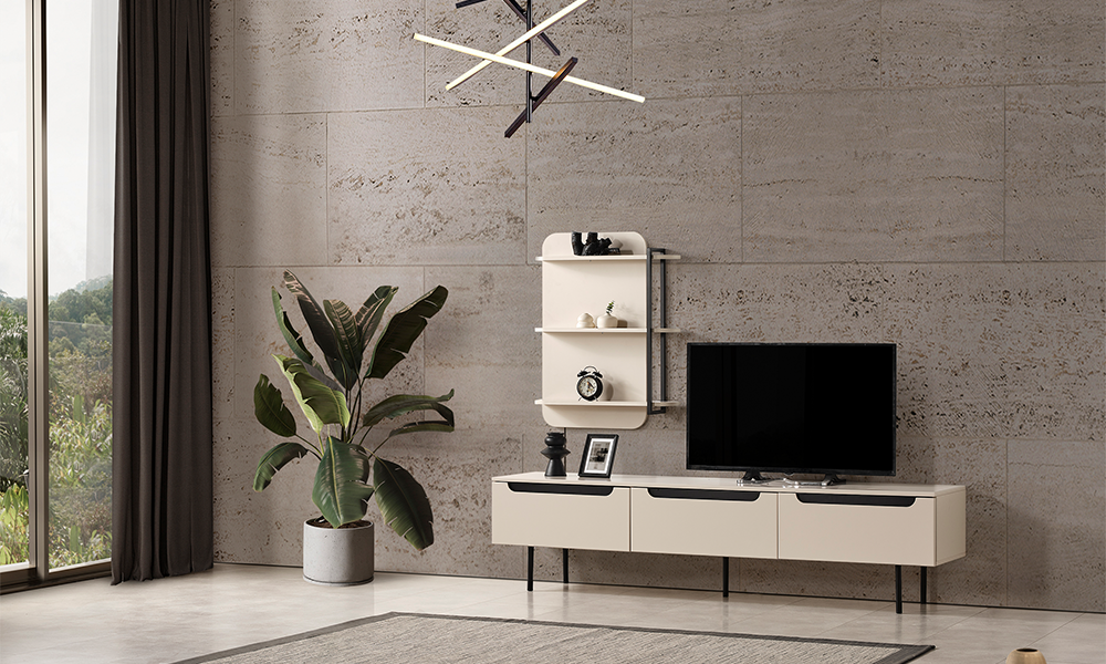 zara siyah modern ust bloklu tv unitesi