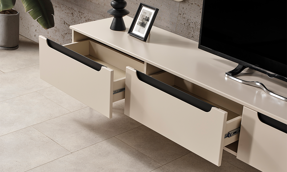 zara siyah modern ust bloklu tv unitesi