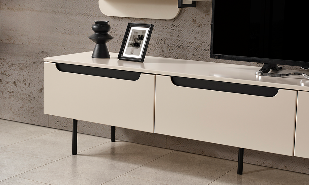 zara siyah modern ust bloklu tv unitesi