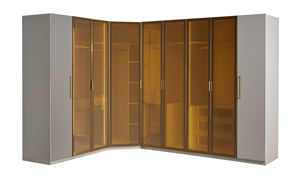 gold line modern giyinme yatak odasi takimi