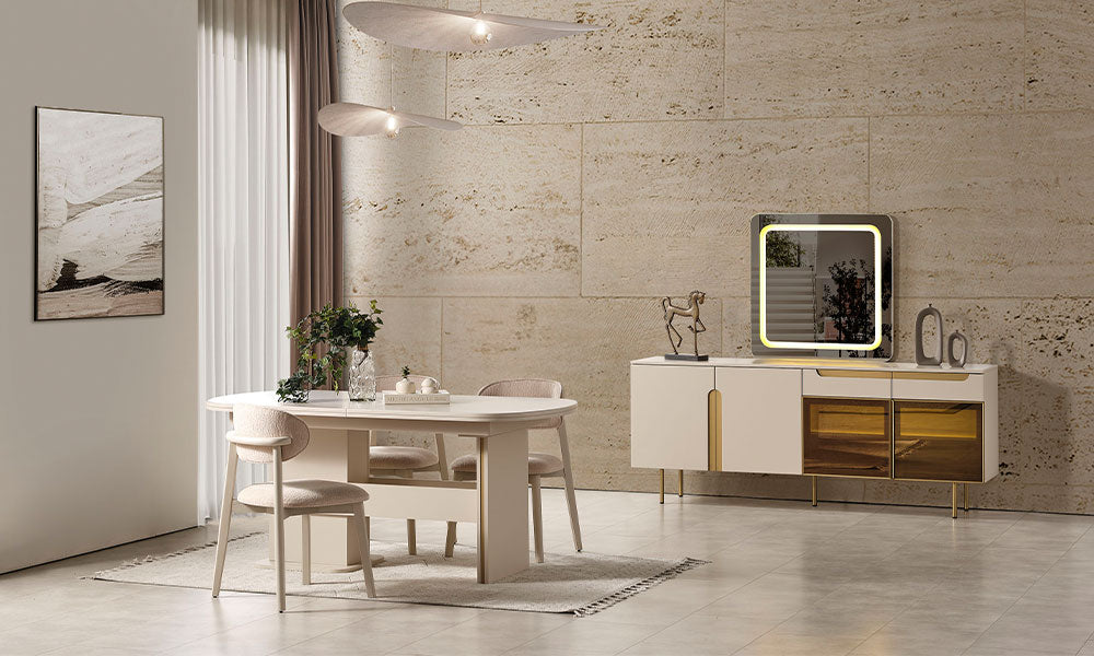 zara gold modern yemek odasi takimi