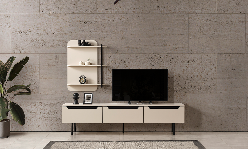 zara siyah modern ust bloklu tv unitesi