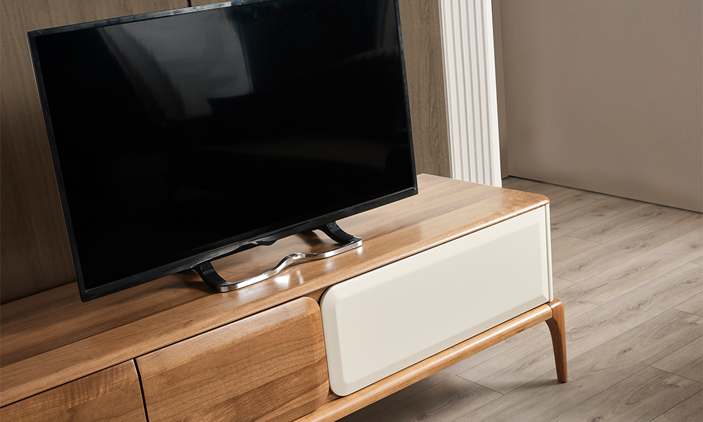 retro modern ahsap ayakli tv unitesi