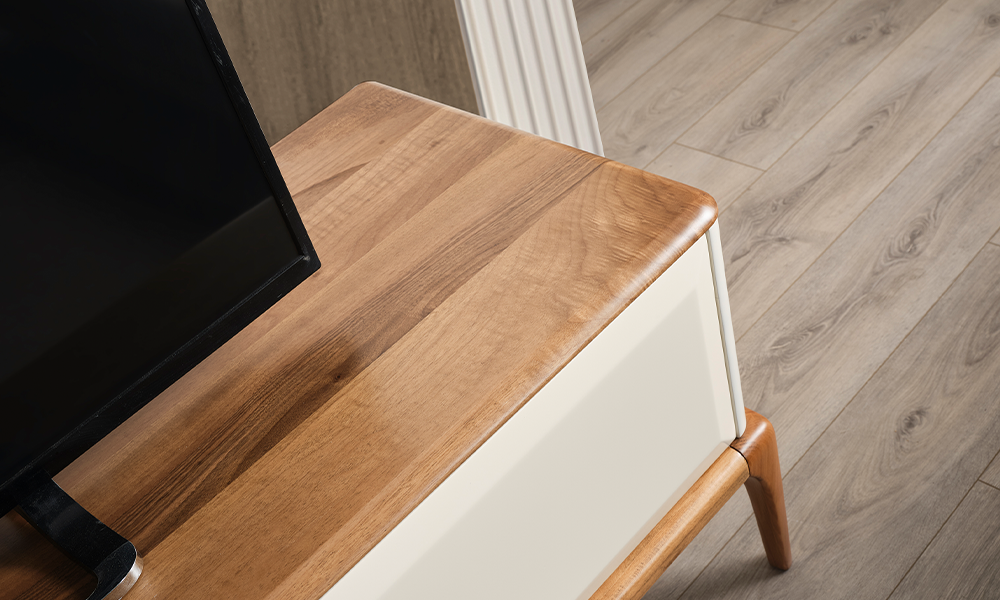 retro modern ahsap ayakli tv unitesi