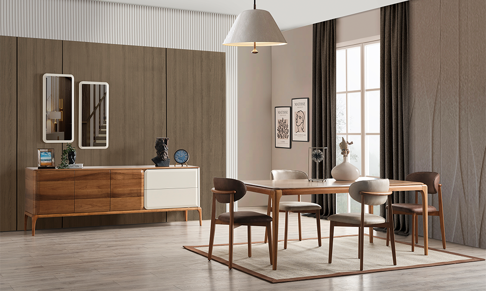 retro modern sabit yemek odasi takimi