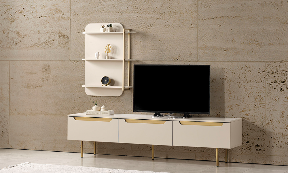 zara gold modern ust bloklu tv unitesi
