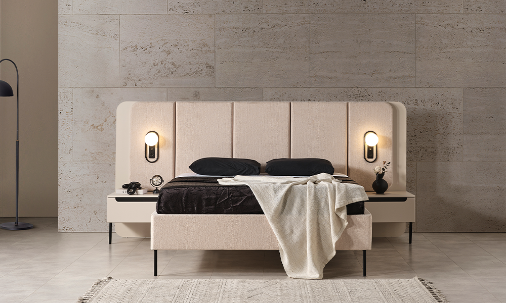 zara siyah modern kendinden bazali karyola