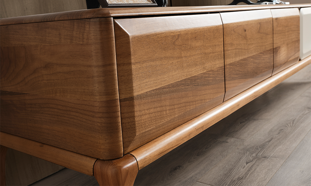 retro modern ahsap ayakli tv unitesi