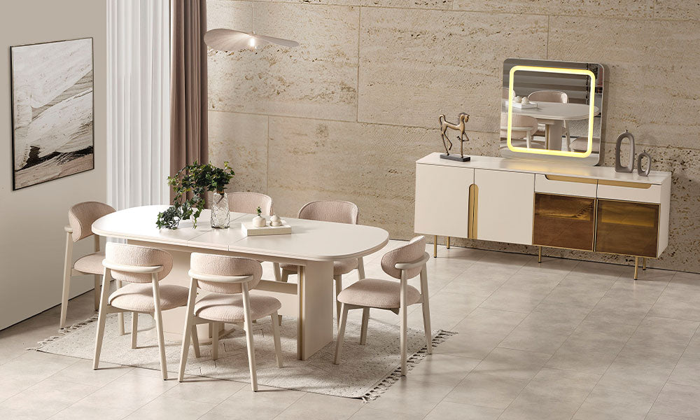 zara gold modern yemek odasi takimi