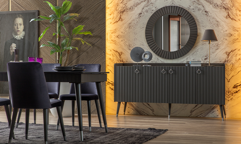 zen antrasit gri modern acilabilir yemek odasi takimi