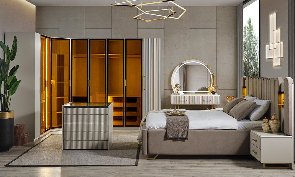 gold line modern yatak odasi takimi