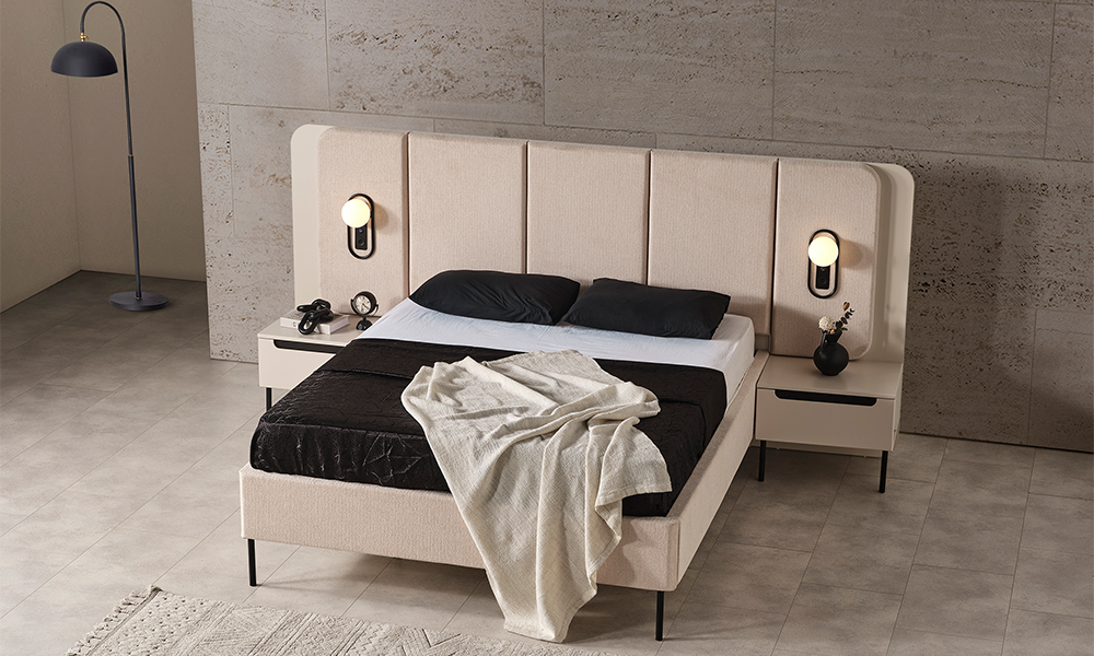 zara siyah modern kendinden bazali karyola