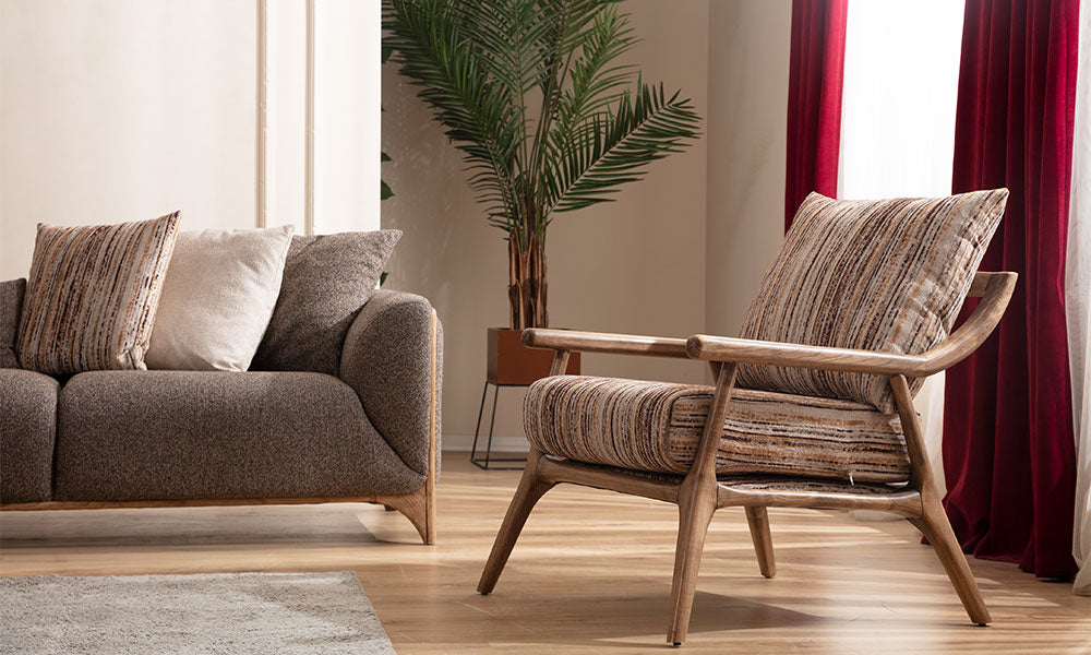 boss modern ahsap ayakli koltuk takimi