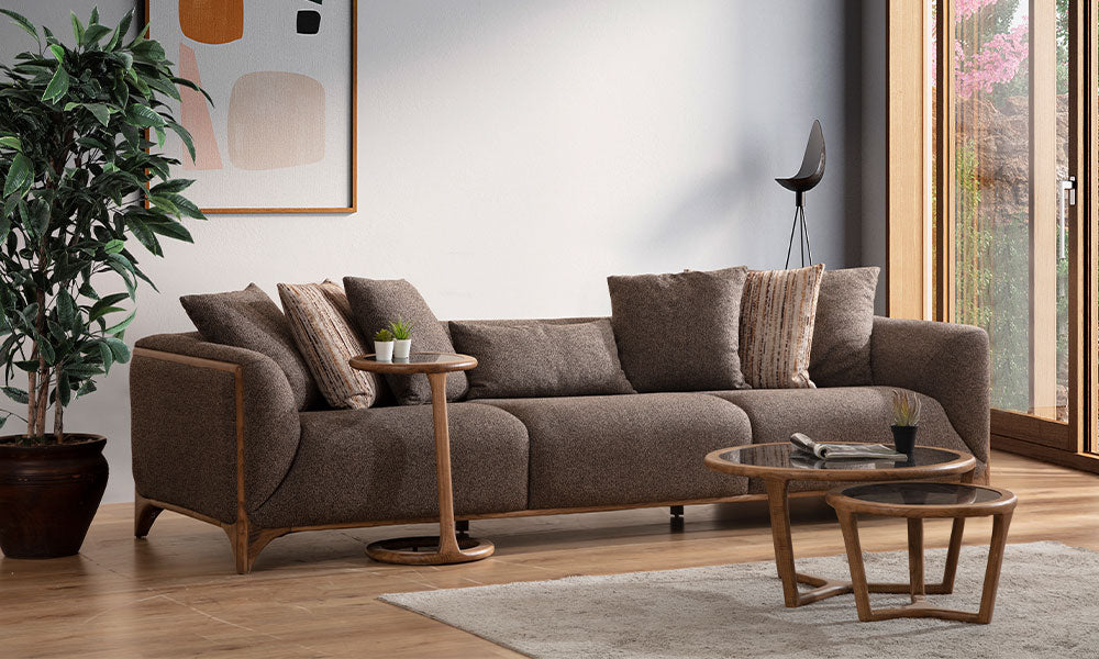 boss modern ahsap ayakli koltuk takimi