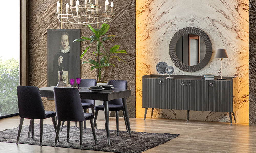 zen antrasit gri modern acilabilir yemek odasi takimi