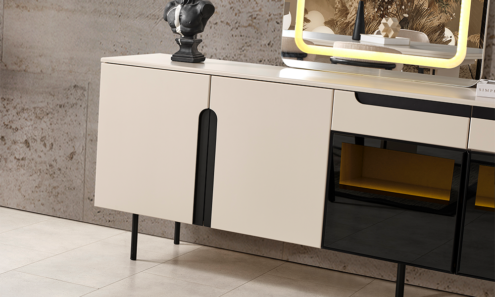 zara siyah modern metal ayakli konsol