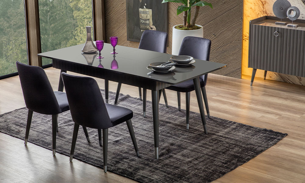 zen antrasit gri modern acilabilir yemek odasi takimi