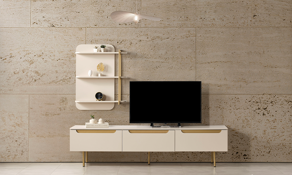 zara gold modern ust bloklu tv unitesi