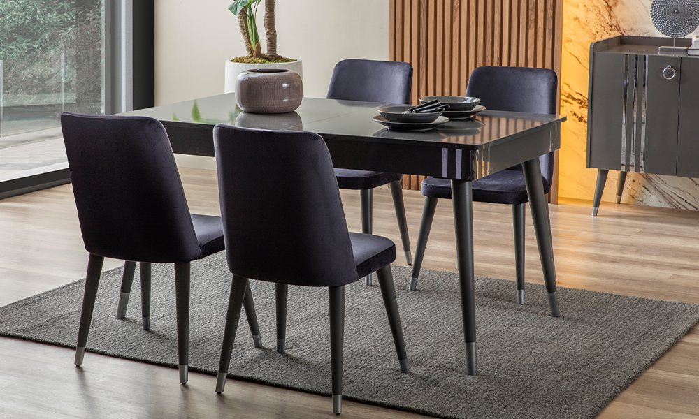 lotus modern ahsap ayakli yemek masasi