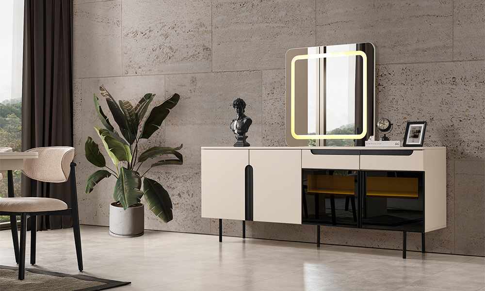 zara siyah modern metal ayakli konsol