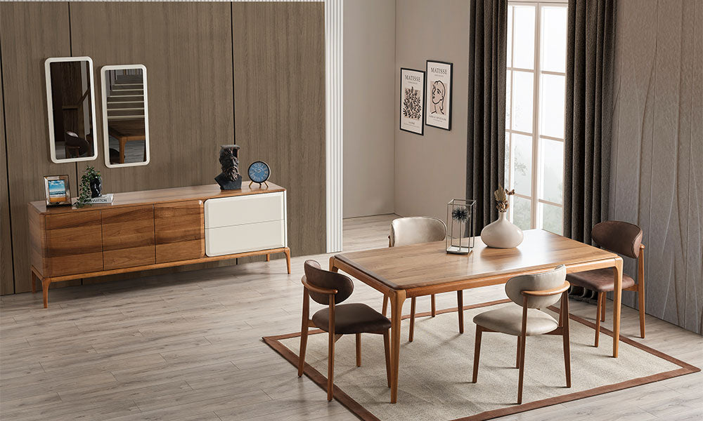 retro modern sabit yemek odasi takimi