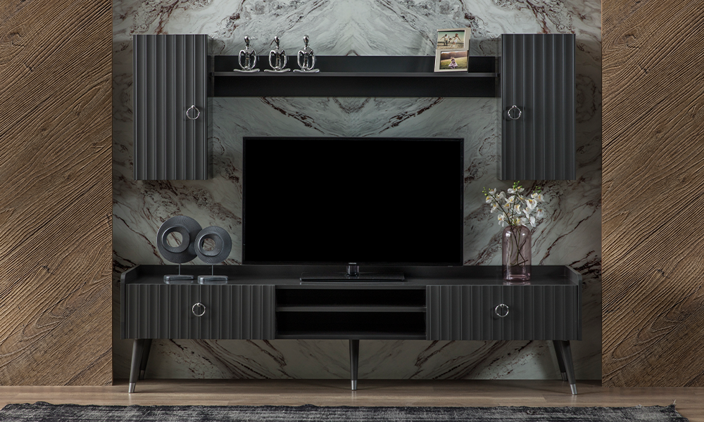 zen antrasit gri modern ust bloklu tv unitesi