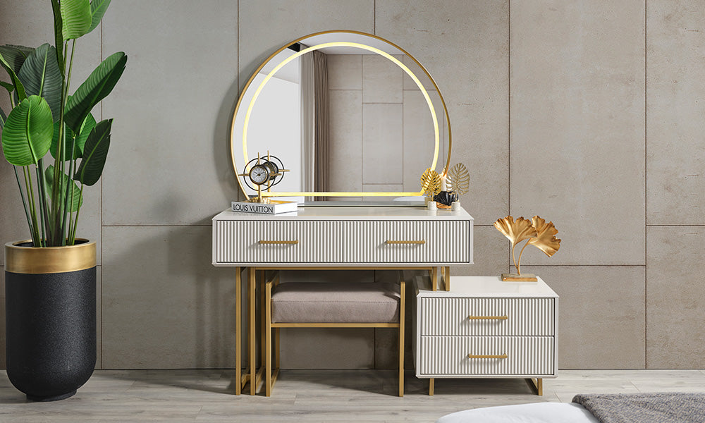 gold line modern giyinme yatak odasi takimi