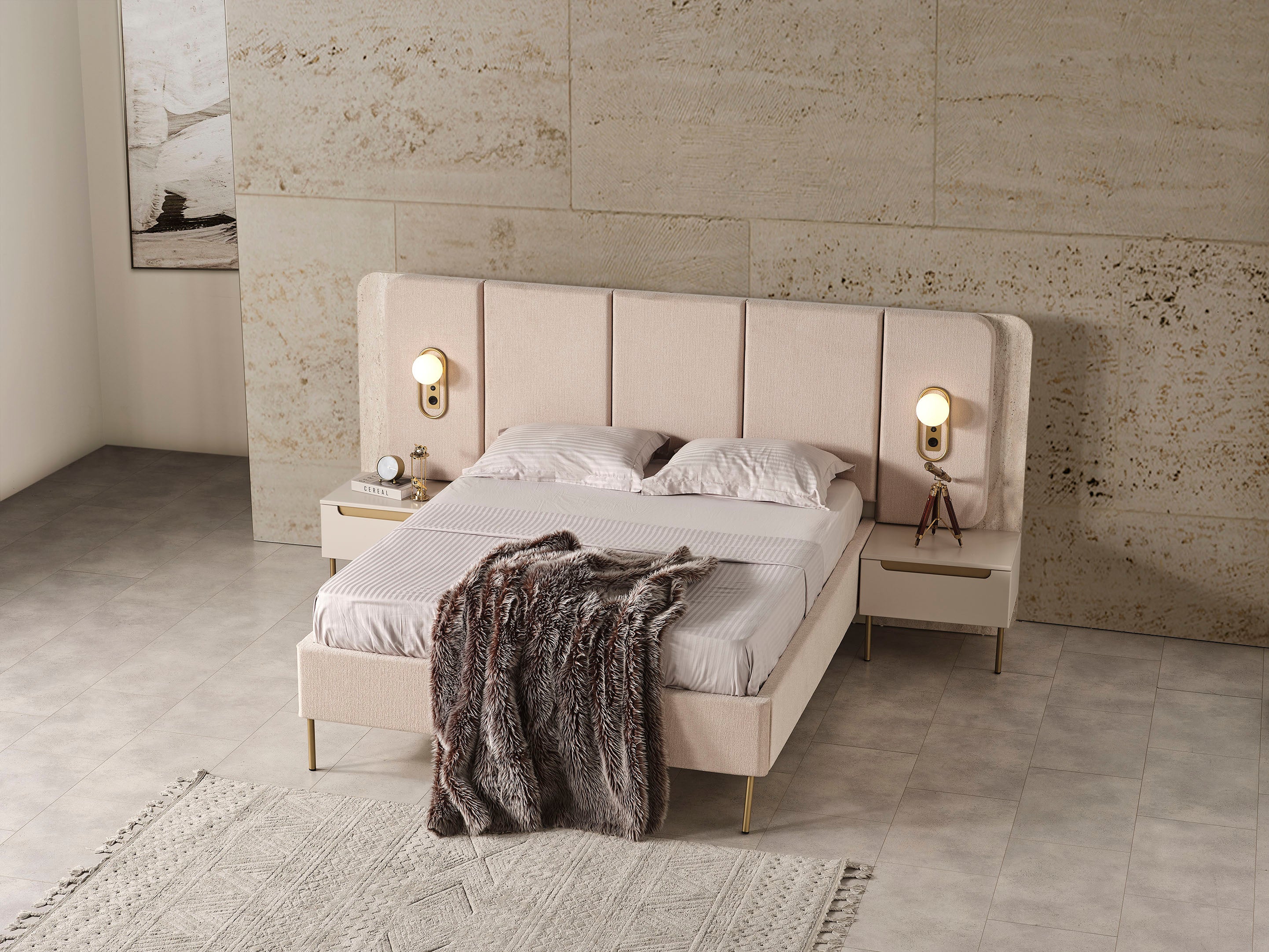 zara gold modern kendinden bazali karyola