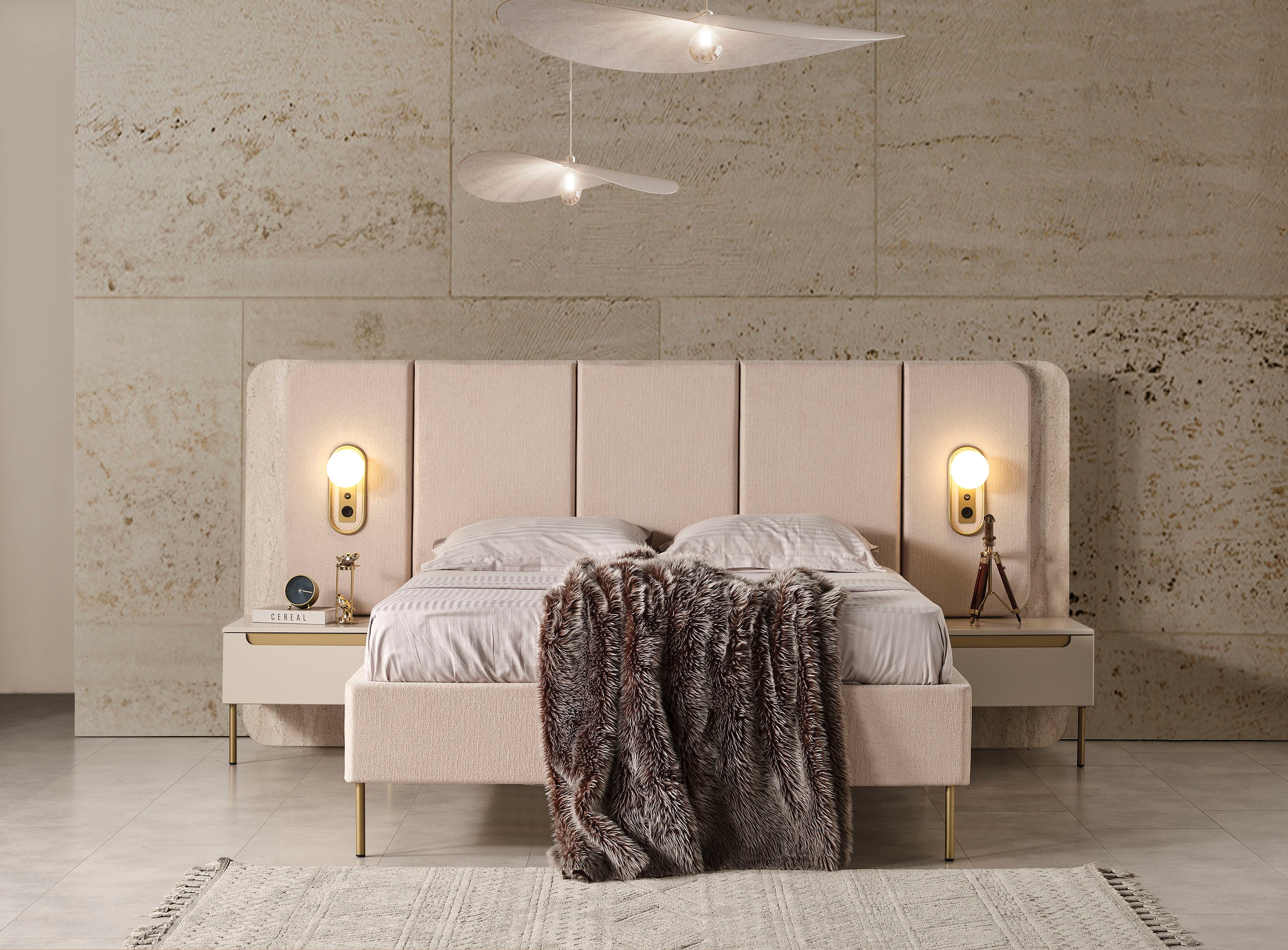 zara gold modern kendinden bazali karyola