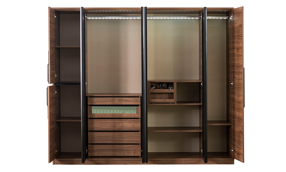 liva ceviz modern 6 kapakli gardirop