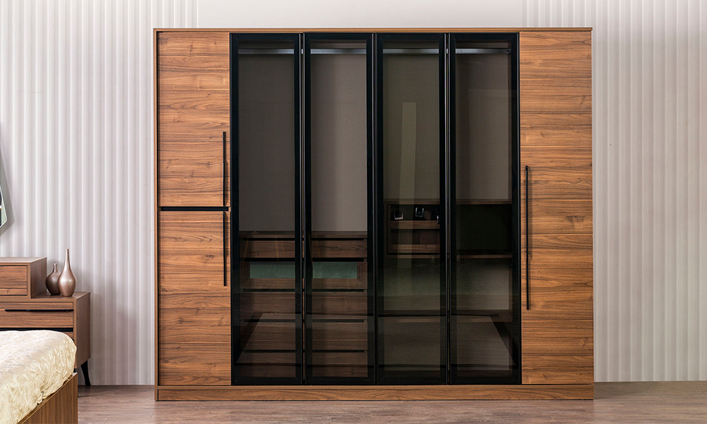 liva ceviz modern 6 kapakli gardirop