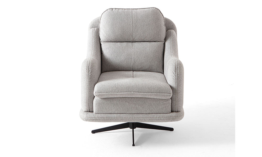 Fiesta Modern berjerin gri renkli, yüksek sırtlı ve döner ayaklı tasarımının modern bir salondaki şık görünümü.