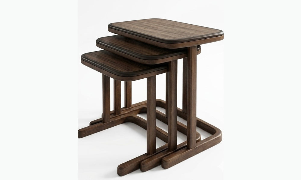 Foresta modern 3'lü zigon sehpa salon yerleşimi; sıvıya dayanıklı mermer görünümlü üst tabla, fırınlanmış sağlam ahşap iskelet ve pratik kullanım.