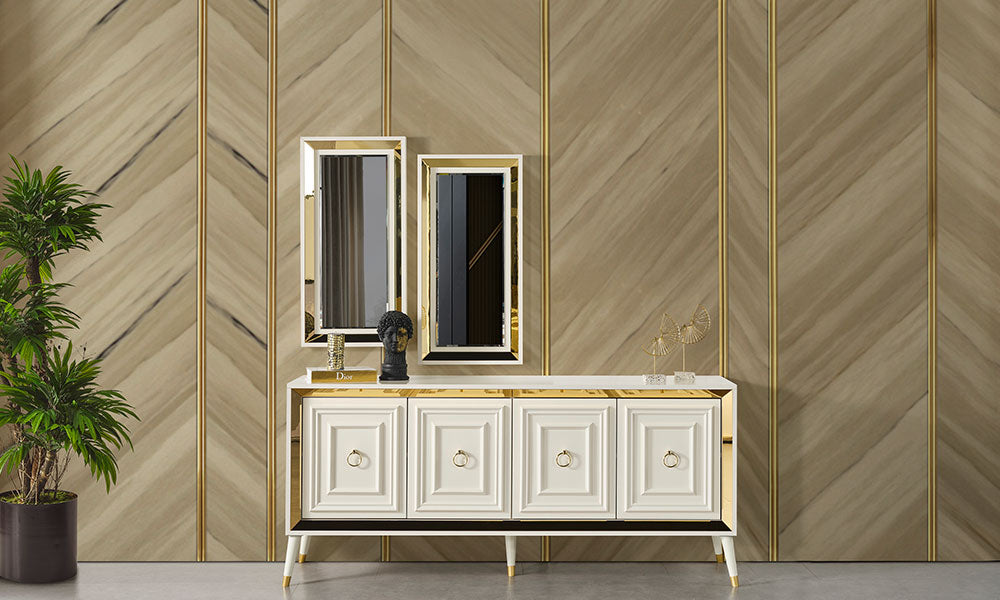 rosa gold yemek odasi takimi