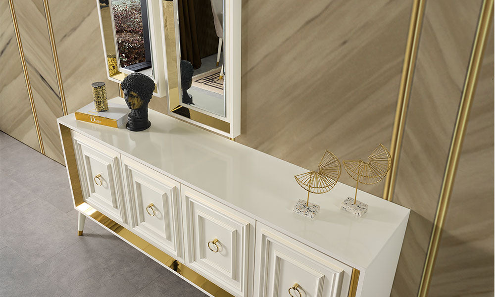 rosa gold yemek odasi takimi