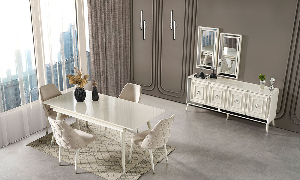 rosa silver yemek odasi takimi