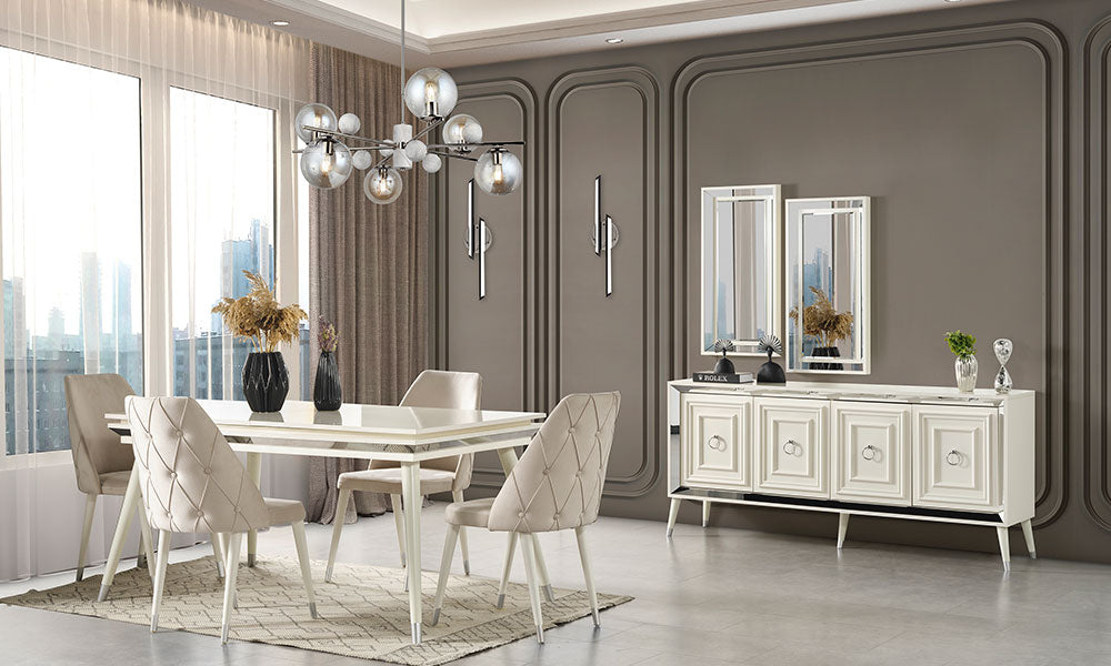 rosa silver yemek odasi takimi