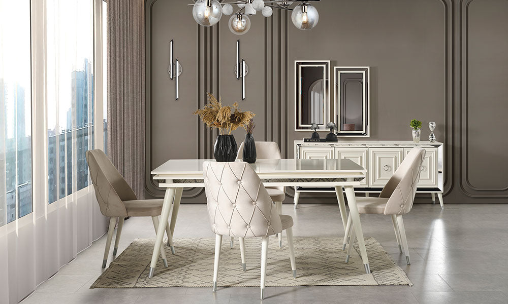 rosa silver yemek odasi takimi