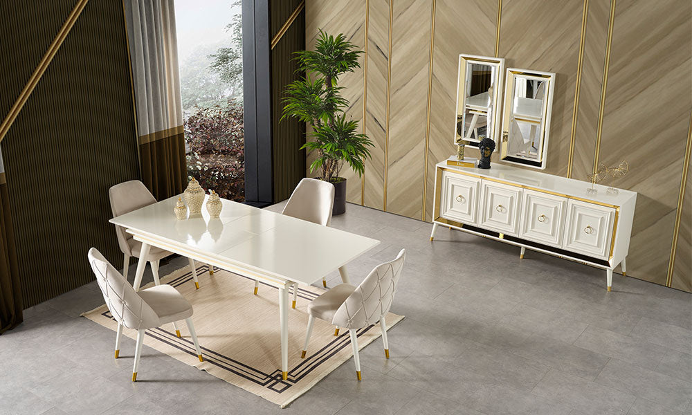 rosa gold yemek odasi takimi