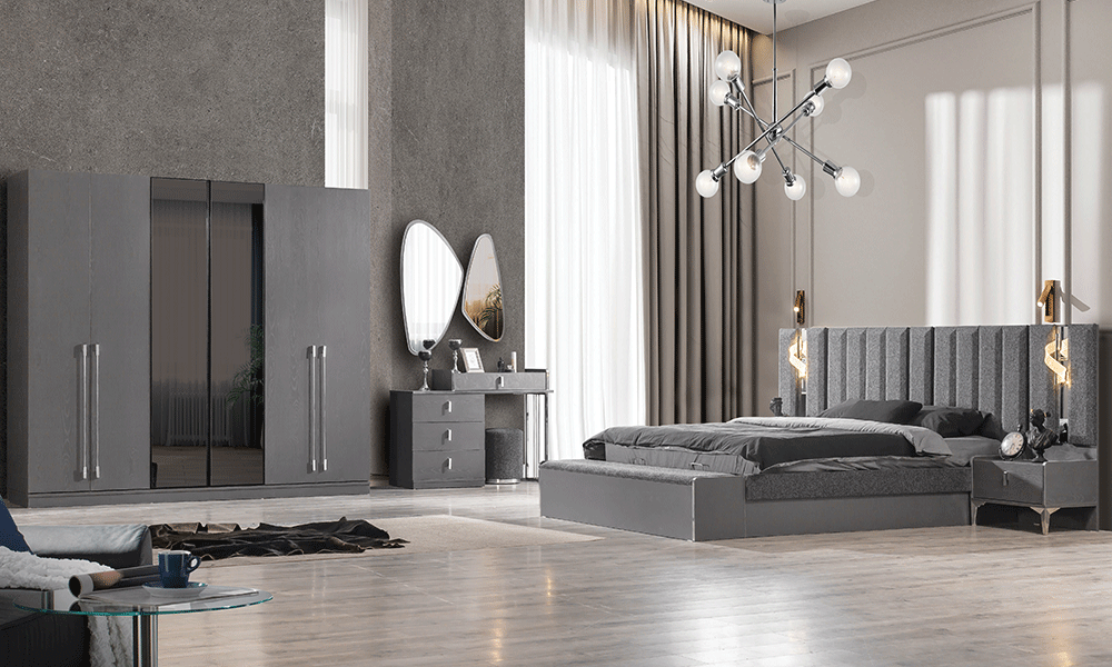 Endam Gri Modern Yatak Odası Takımı