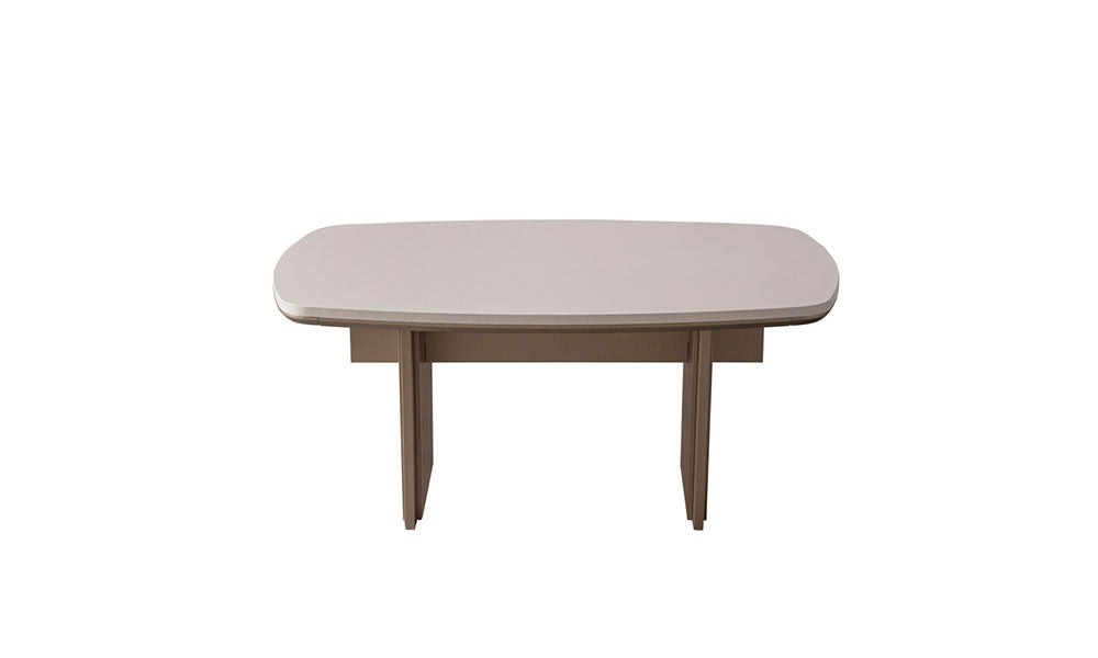 Marronne Modern Orta Sehpa, krem lake boyalı MDF tablası, yuvarlatılmış