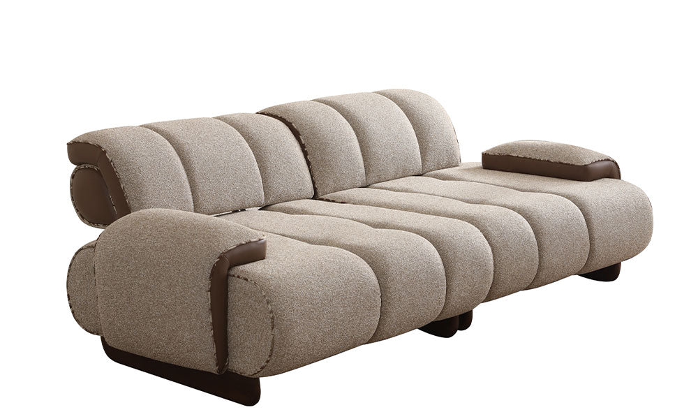 Nois Modern üçlü koltuğun oturma derinliğini artıran ayarlanabilir sırt mekanizmasının açık haldeki yandan görünümü.