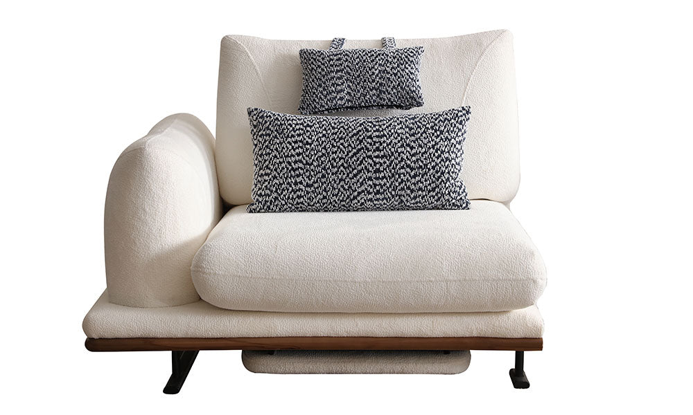 Soho Modern köşe koltuk takımının tekli modülü; ayarlanabilir sırt mekanizması ve motorlu ayak uzatma (recliner) özelliği açık halde.