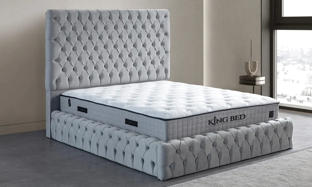 King Bed Modern Yatak Bazı ve Başlık Set